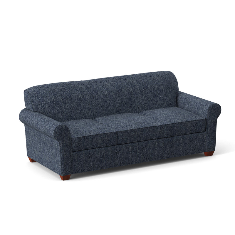 Finn Rolled Arm Sofa with Reversible Cushions, BM Cherry, Connelly Blue Jay, 34" H x 83" W x 36" D