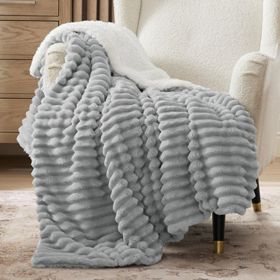 Bedsure Sherpa Fleece Blanket, Reversible Soft King with Cozy Warmth, Stripe Design for Everyday Comfort