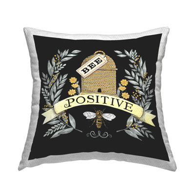 Bee Positive Botanical Hive Outdoor Printed Pillow by Deb Strain