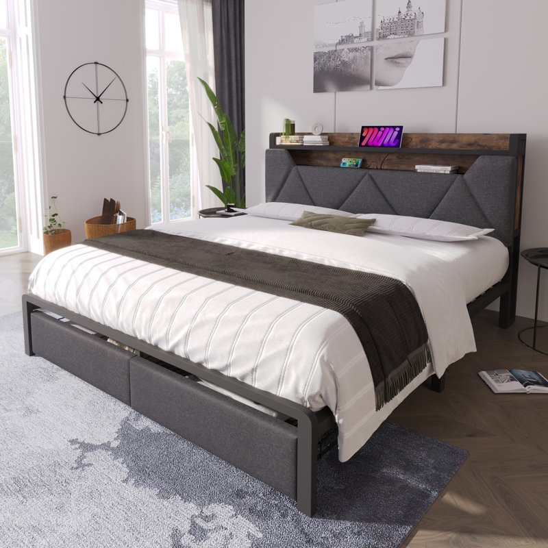 Upholstered Storage Bed, Double (4'6)