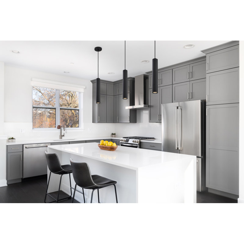 Jabien 1-Light Dimmable Aluminum Pendant, Matte Black