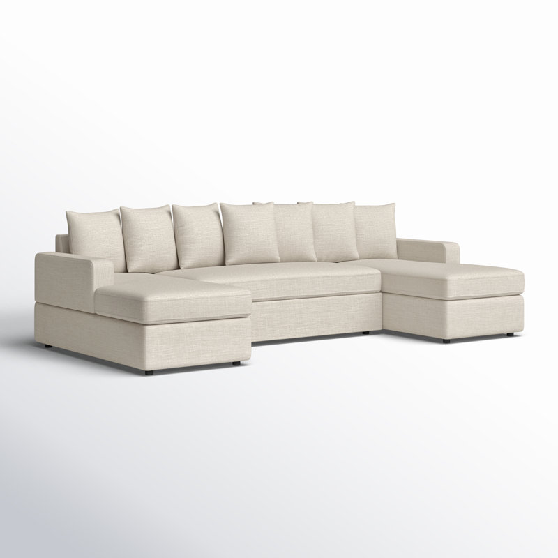 Bernat Upholstered U-Shaped Sectional Symmetrical, Almond Linen Blend