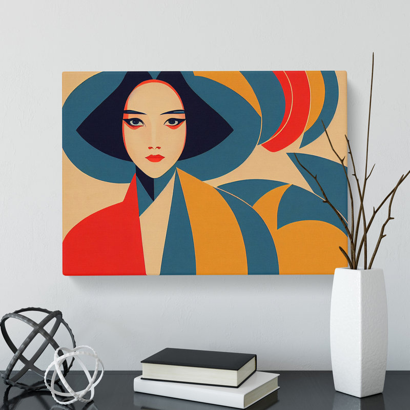 Woman Art Deco Style - Wrapped Canvas