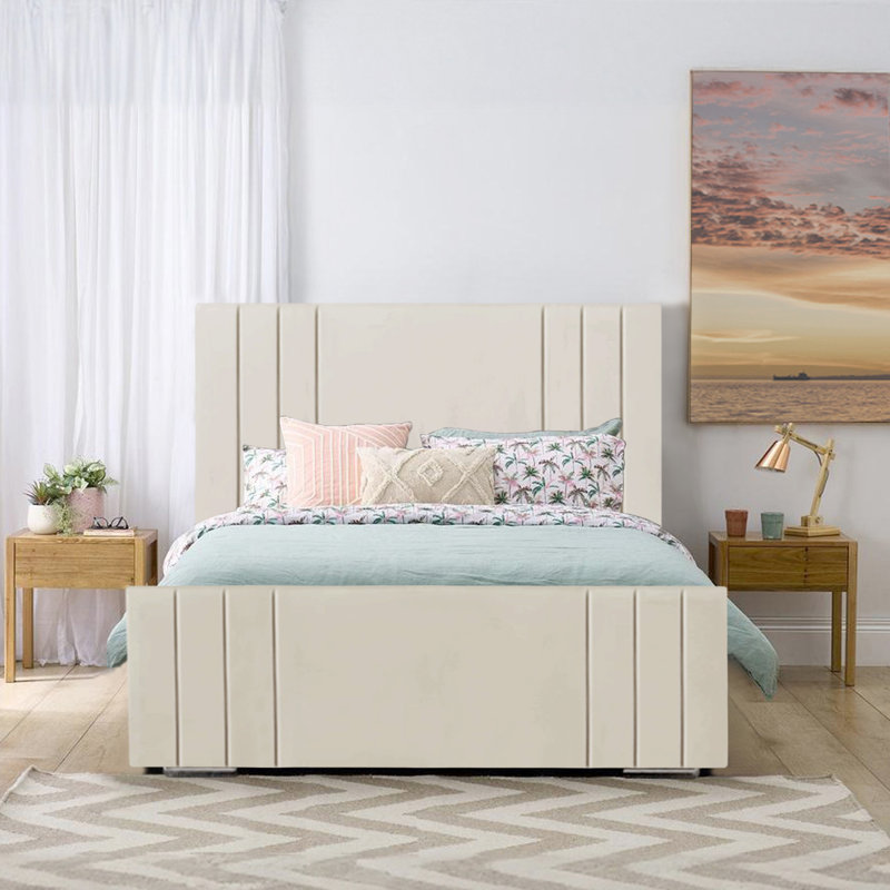 Aalyan Upholstered Bed, Cream, 160 x 219 cm