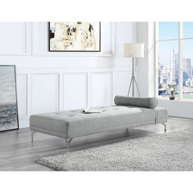 Canapé-lit en velours avec coussin Melange, gris