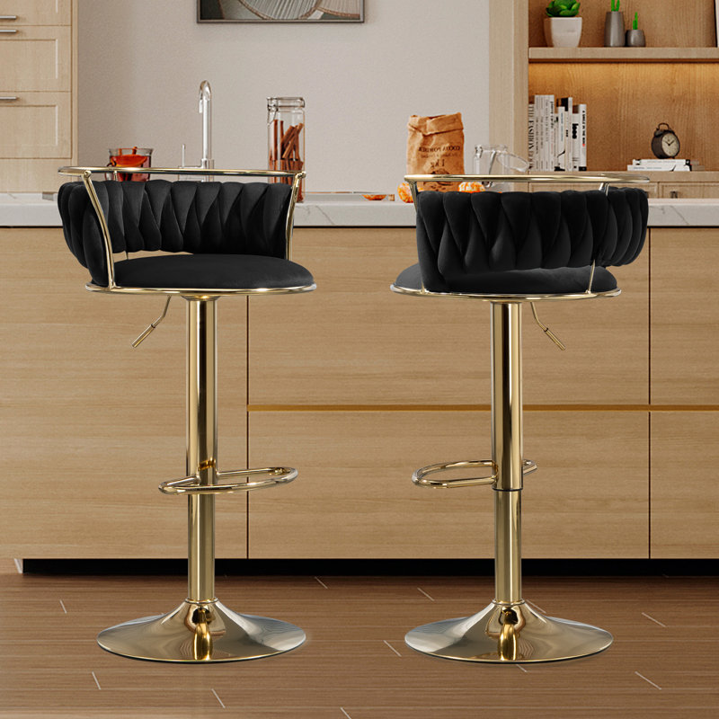 Tabouret de bar Christal, Noir, Gold