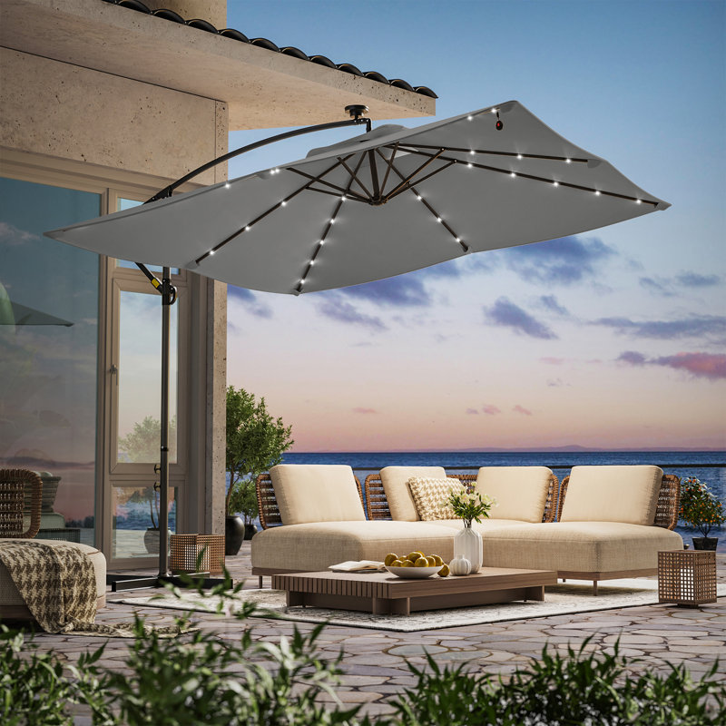 Parasol d'extérieur carré 8,2 x 8,2 pi Lannie, Gris