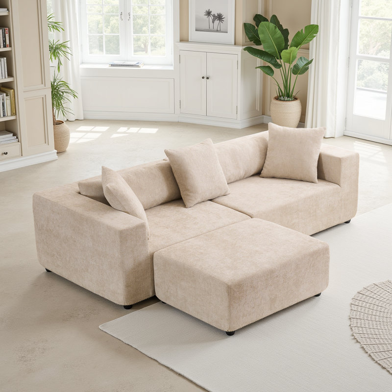 Canapé modulaire Cloud - Canapé modulaire en L avec méridienne (sans assemblage!), Beige