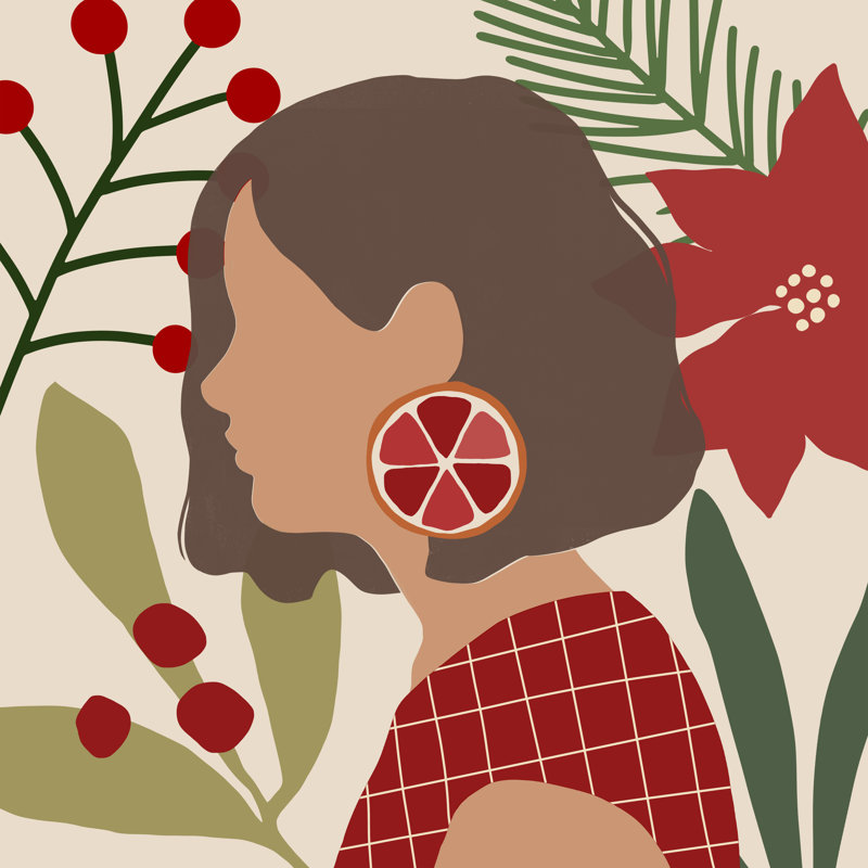 Christmas Earring IV by Victoria Barnes - Wrapped Canvas Print, 51cm H x 51cm W 