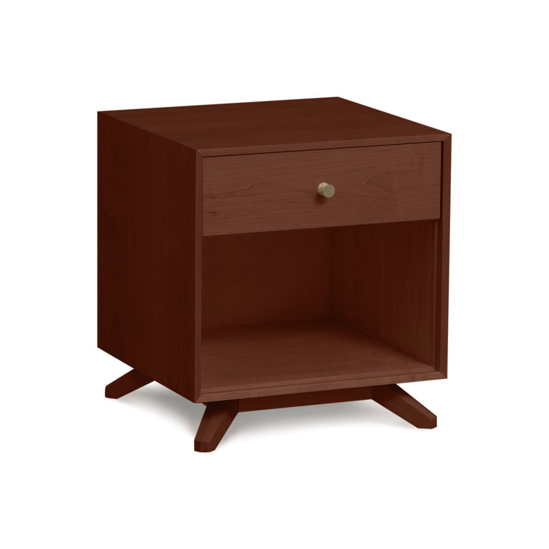 Astrid 1 Drawer Nightstand, Cognac Cherry
