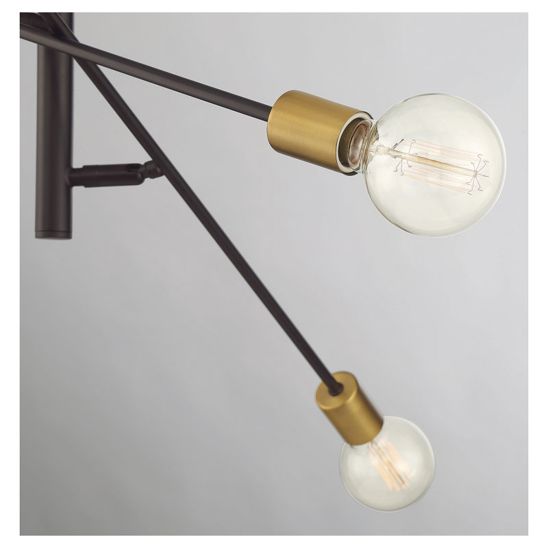 Lustre 6 lumières Mardiros, Bronze huilé / laiton naturel