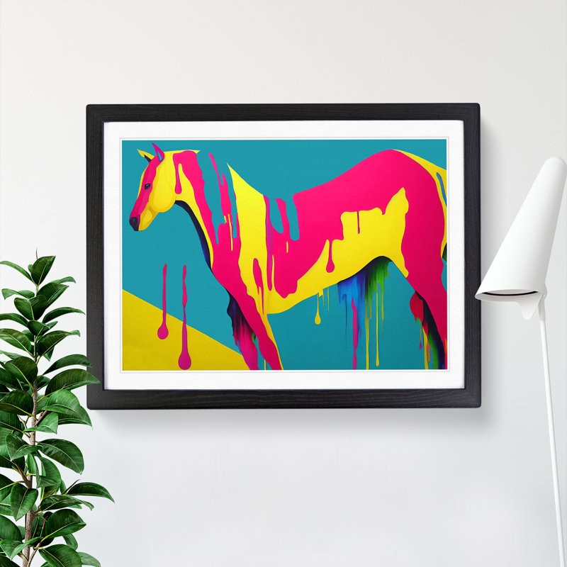 Dripping Horse Vol.2 Abstract - Single Picture Frame Painting, 46cm H x 64cm W x 2cm D, Black