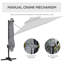 Parasol en porte-à-faux 118,1 po avec manivelle et contrepoids inclus