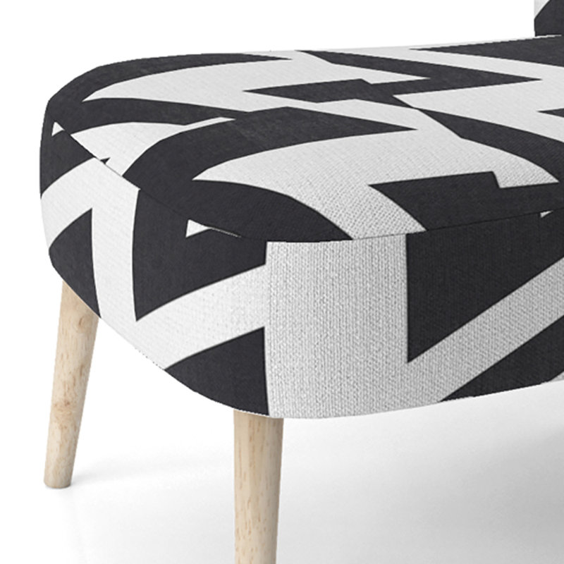Chaise d'appoint en velours noir à motif rétro à chevrons rétro