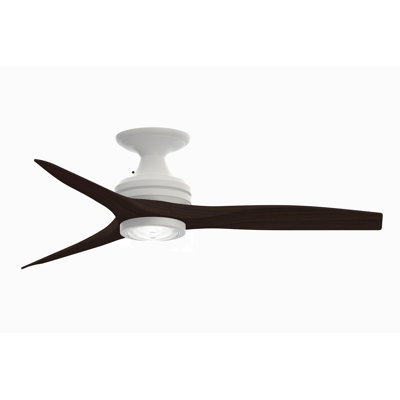 Spitfire 48 inch Flush Indoor/Outdoor Ceiling Fan with LED Light Kit - Matte White with Dark Walnut blades