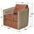  Genuine Leather Oak Wood Cane Swivel Barrel Chair-1126555869