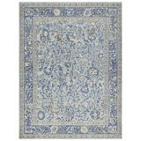 Hand Knotted Wool Area Rug in Light Blue And Blue