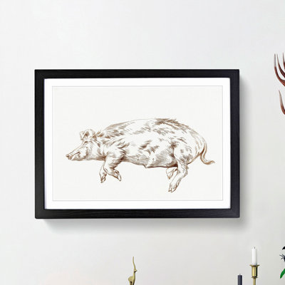 Resting Pig by Jean Bernard - Framed Print