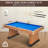 RayChee 6' Pool Table with Wood Finish, Modern Billiard Table with 2 Cues, Balls, Rack, Brush, Chalk, Leg Levelers