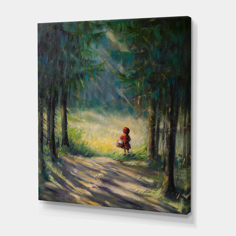 Petit chaperon rouge dans les bois - Impression sur toile tendue, H 40 po x l 30 po x 1,5 po