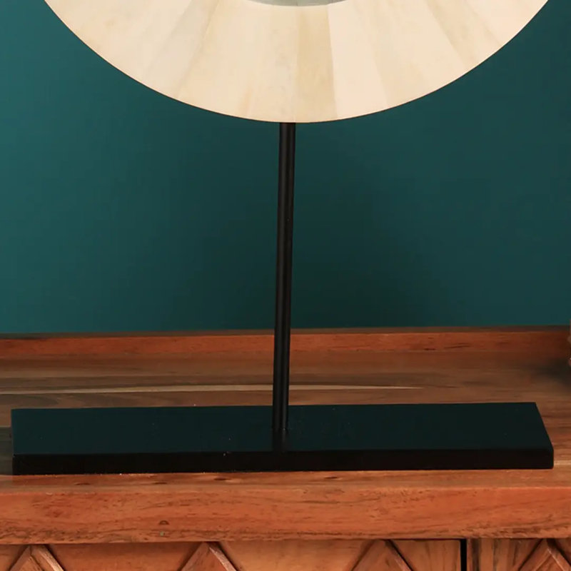 India. Curated. Exquisite Baywood Handcrafted Bone Inlay Circular Décor Accent with Black Mounting