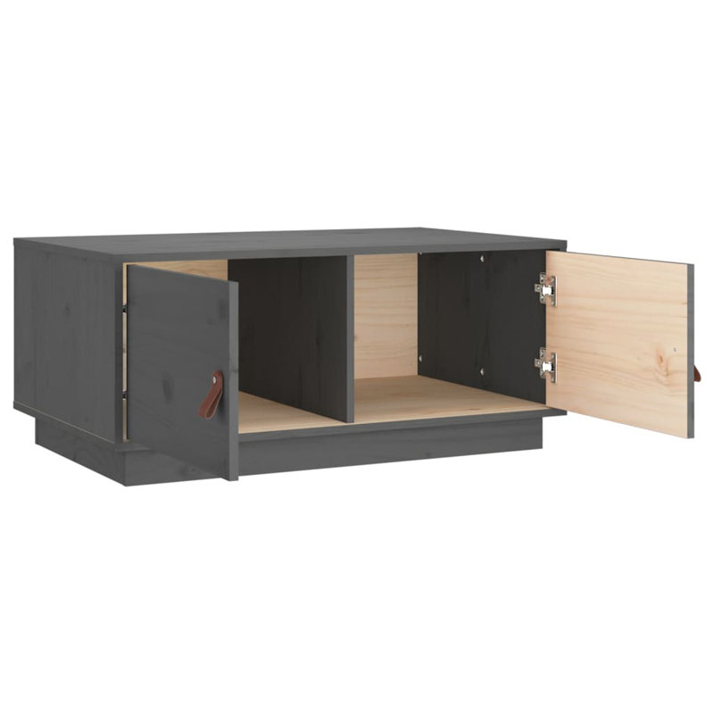 Kyel Solid Wood Block Coffee Table with Storage, Grey