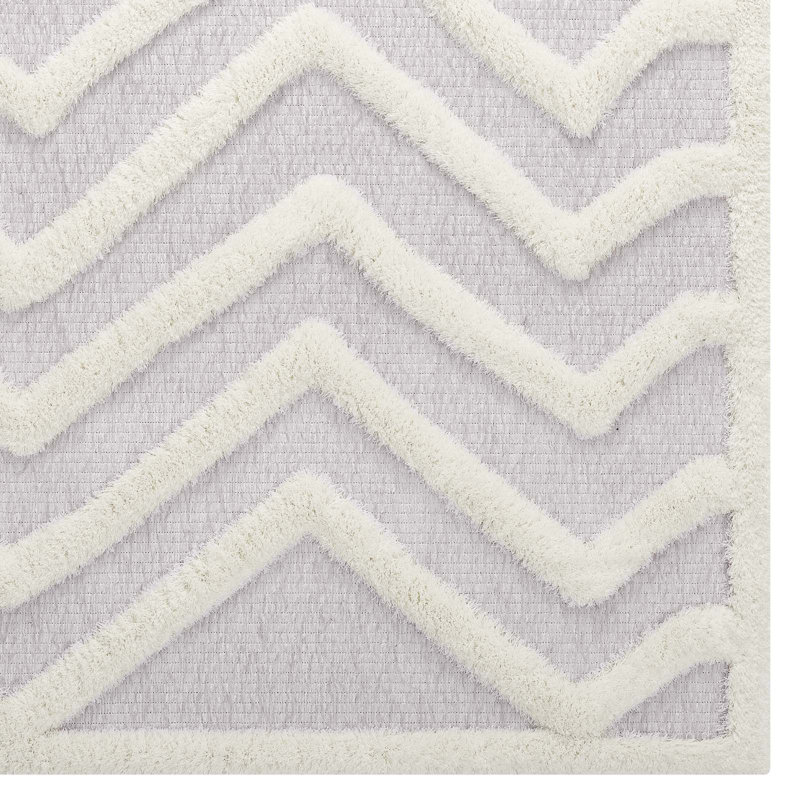 Pathway Abstract Chevron Ivory/Light Grey Indoor Area Rug, Rectangle 5' x 8'