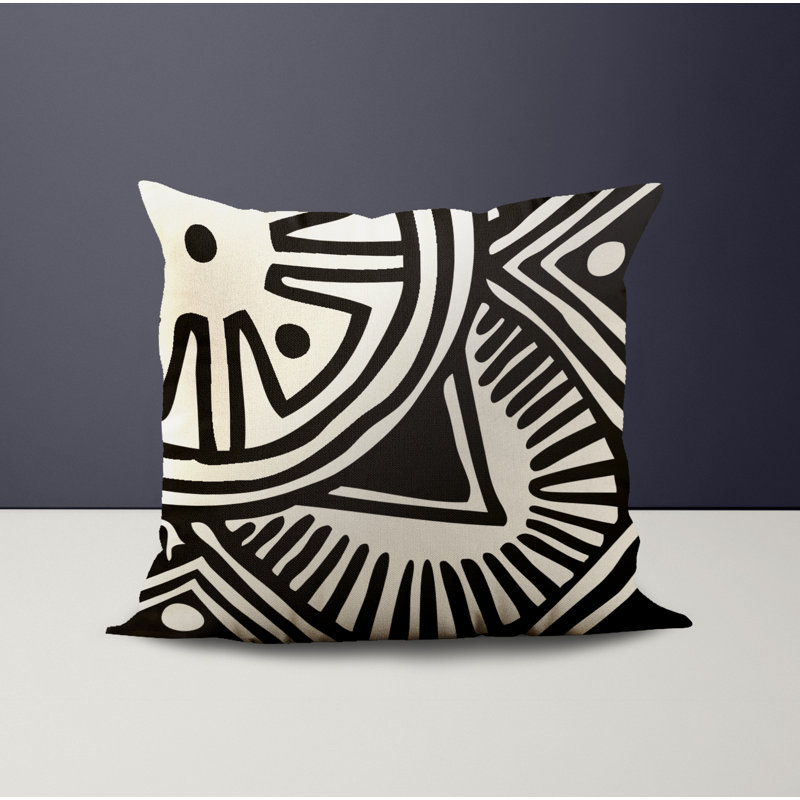 Jeté carré en polyester intérieur / extérieur, Noir, L 15 po x H 15 po