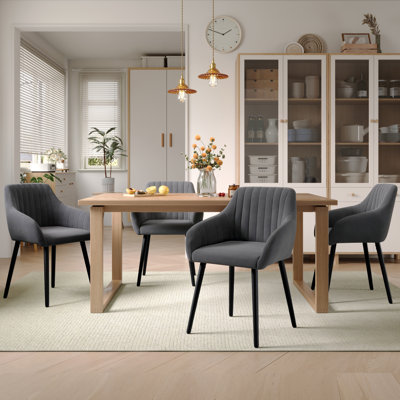 49.5cm H Upholstered Dining Chairs With Wooden Legs