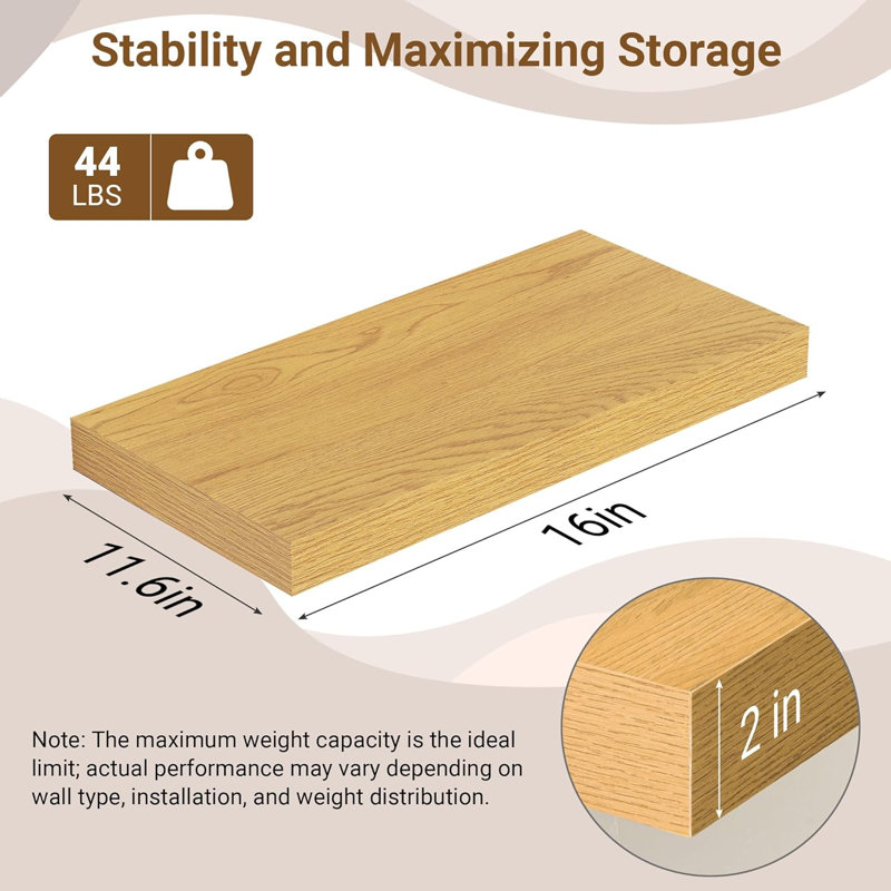 MDF Floating Shelf, Oak