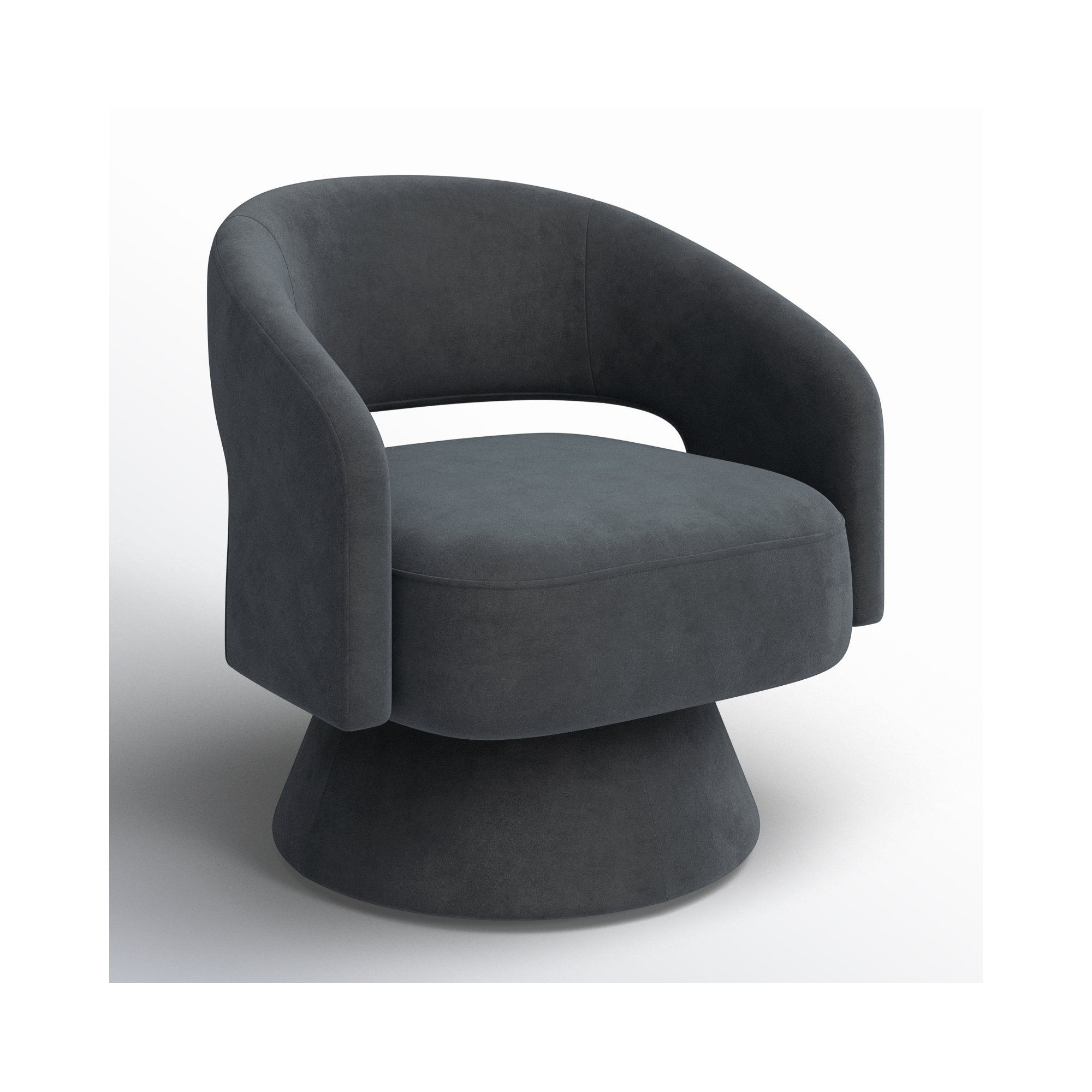 Bhupendra Swivel Accent Chair, Dark Grey Velvet