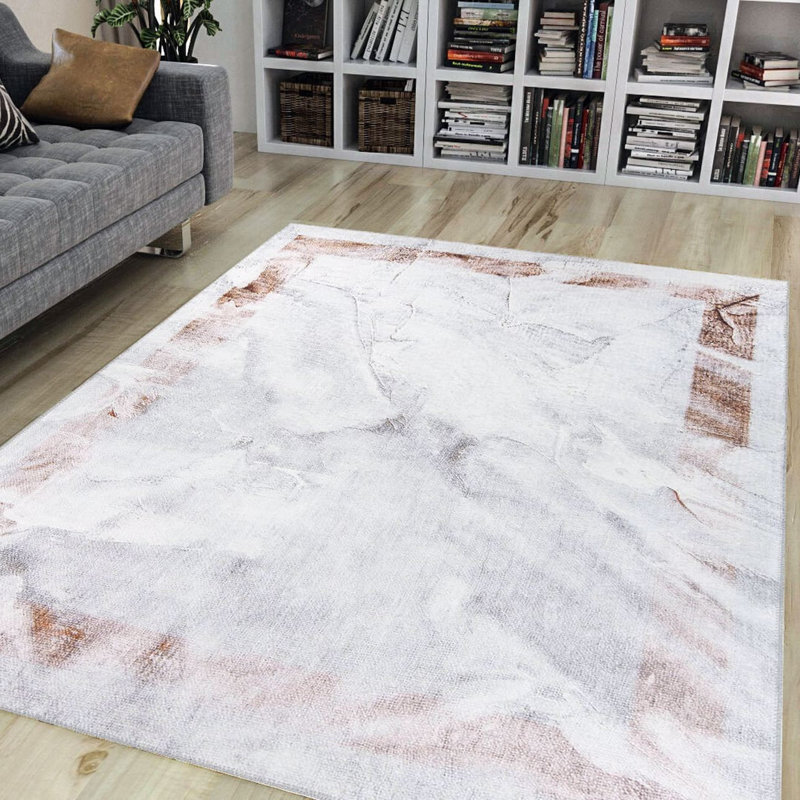 Premium Machine Washable Carpet, 4.6 x 6.2 Feet, 100% Polyester, 1850 g/m² | Pile Height: 0.2 Inches | Eco-Friendly Recycled Poly Cotton Underside | Perfect for Living Room, Bedroom, and High-Traffic Areas