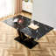 Table de salle à manger polyvalente imitation marbre texturé noir pour divers espaces