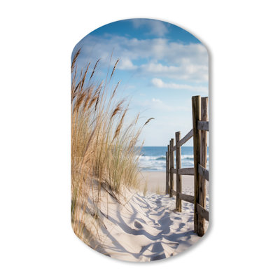 Tranquillity Path To Dune Beach III - Coastal Beach Sand Cylinder Shape Irregular Metal Wall Decor