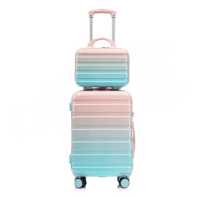 14"/20" 2 Pcs/Set In PC Spinner Wheel Luggage, Carry On Suitcase, With Gradient Color And Combination Lock