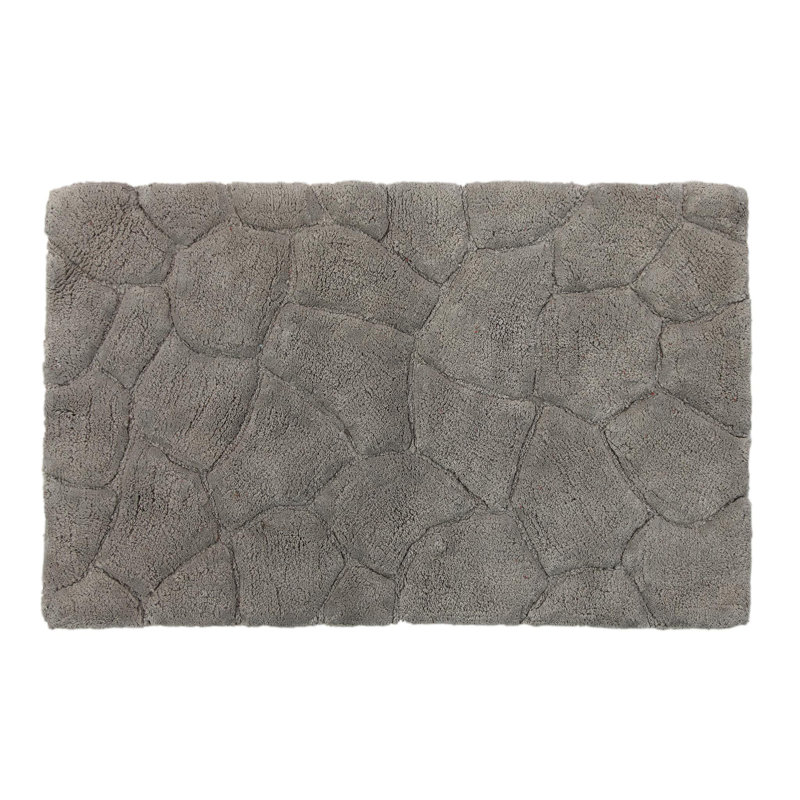 Troxell Cotton Blend Non-Slip Bath Rug, Light Gray