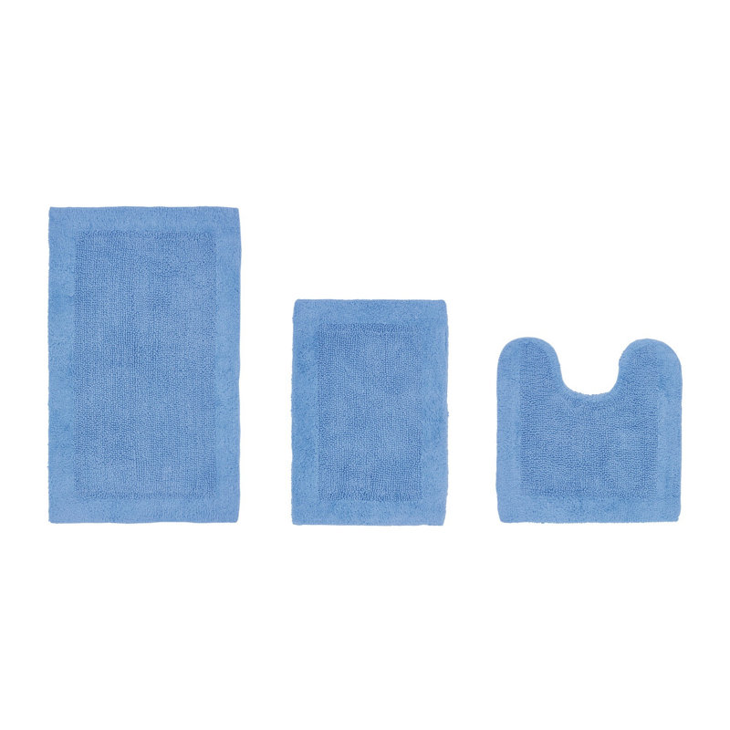 Ensemble de tapis pour salle de bain réversible 100% coton 2370 gousses Edge, Bleu très foncé