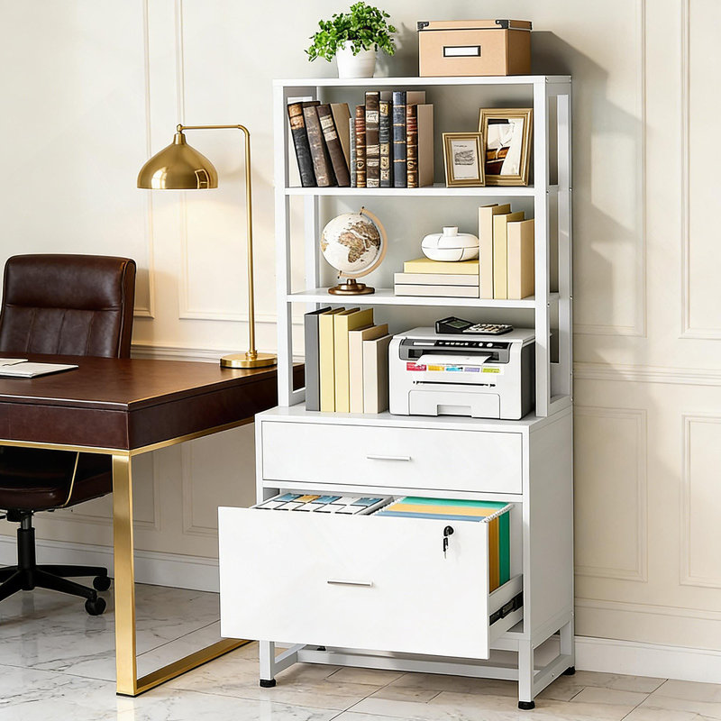 Ample Storage File Cabinet,2-Drawer Cabinet,Sturdy Filing Cabinet, White