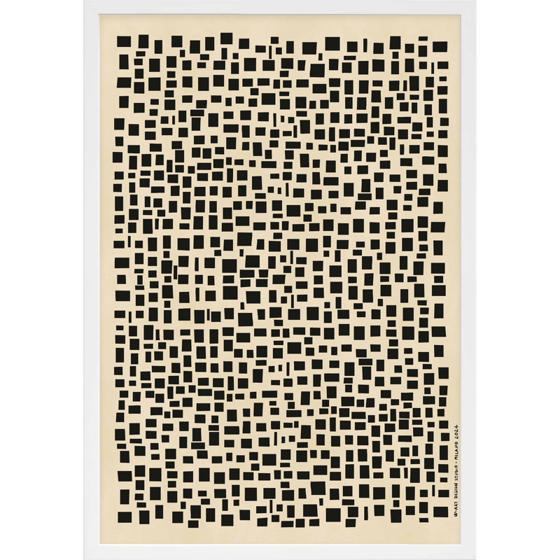 «Geometric Scatter II» par Romina Gadler - Art mural encadré, H 50 po x l 35 po, Papier avec cadre blanc