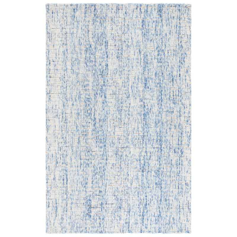 Tapis abstrait bleu foncé / rouille MSR, Rectangle 8 pi x 10 pi