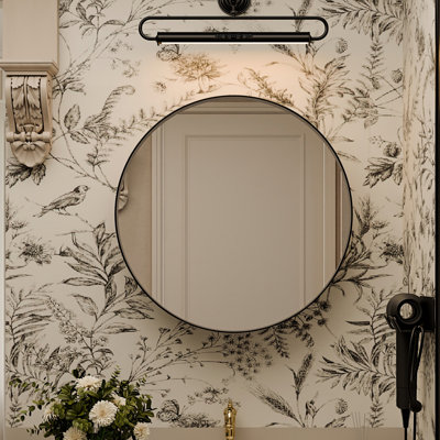 Wall Round Metal Framed Storage Cabinet With Mirror And Adjustable Shelves