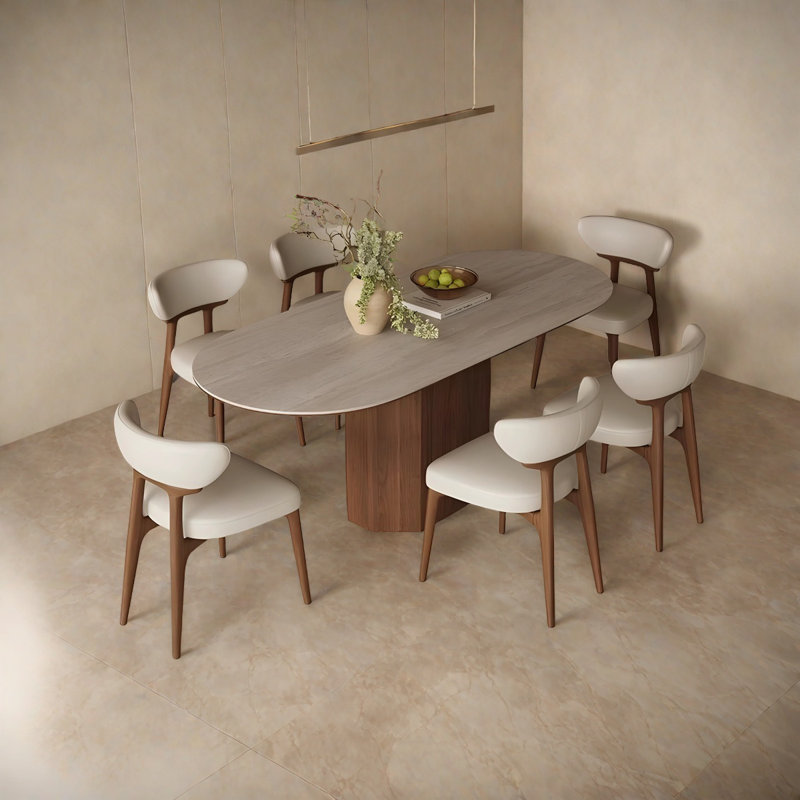 Table de salle à manger en marbre de style français rétro, H 29,5 po x L 70,9 po x l 35,4 po
