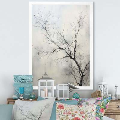 Minimalisme, oiseaux monochromes sur branche, impression sur toile