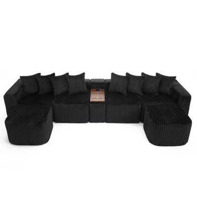 137.5" Modular Corduroy U Shaped Sofa