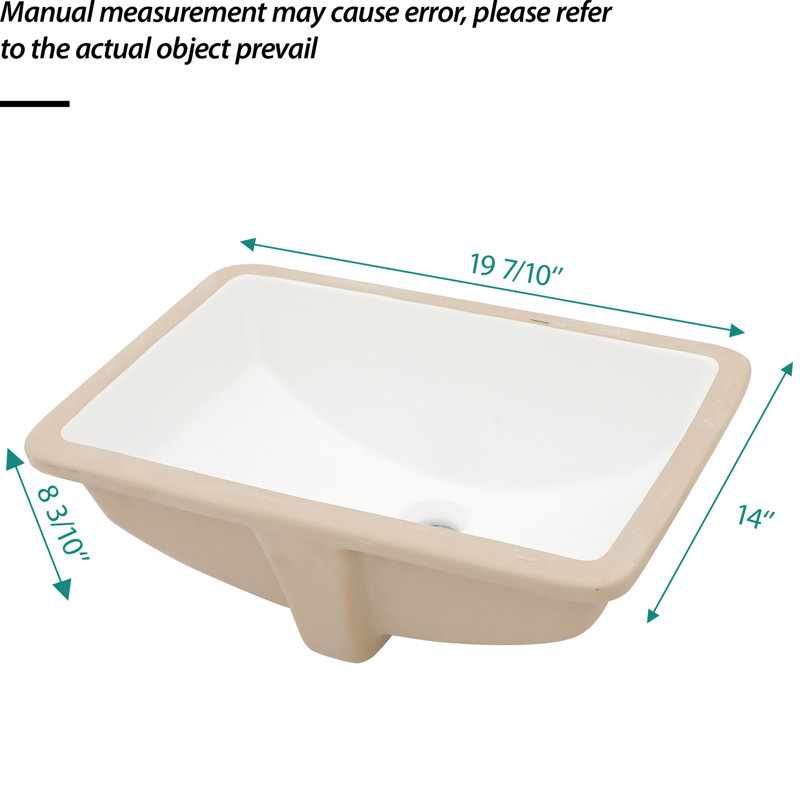 Lavabo de salle de bain encastré en céramique blanche avec trop-plein - Absorption d'eau faible, pour différentes utilisations acides, divers espaces