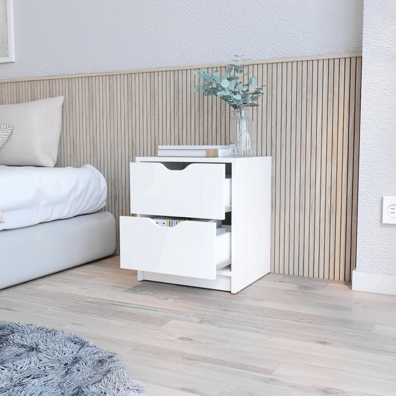 White Two-Drawer Nightstand