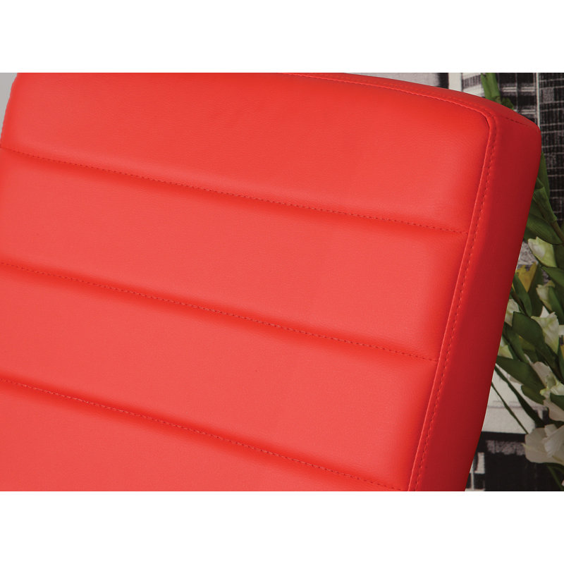 Oberg Faux Leather Swivel Accent Chair with Ottoman, Red Faux Leather 
