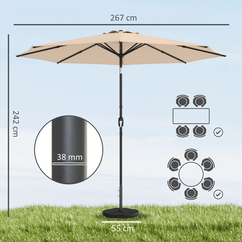 267cm Market Parasol, Khaki