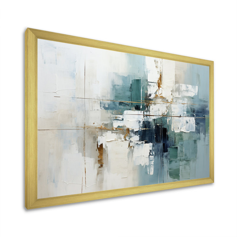 Subtle Serenity I - Abstract Collages, art mural, Cadre doré à une seule photo, H 16 po x l 32 po x P 1 po