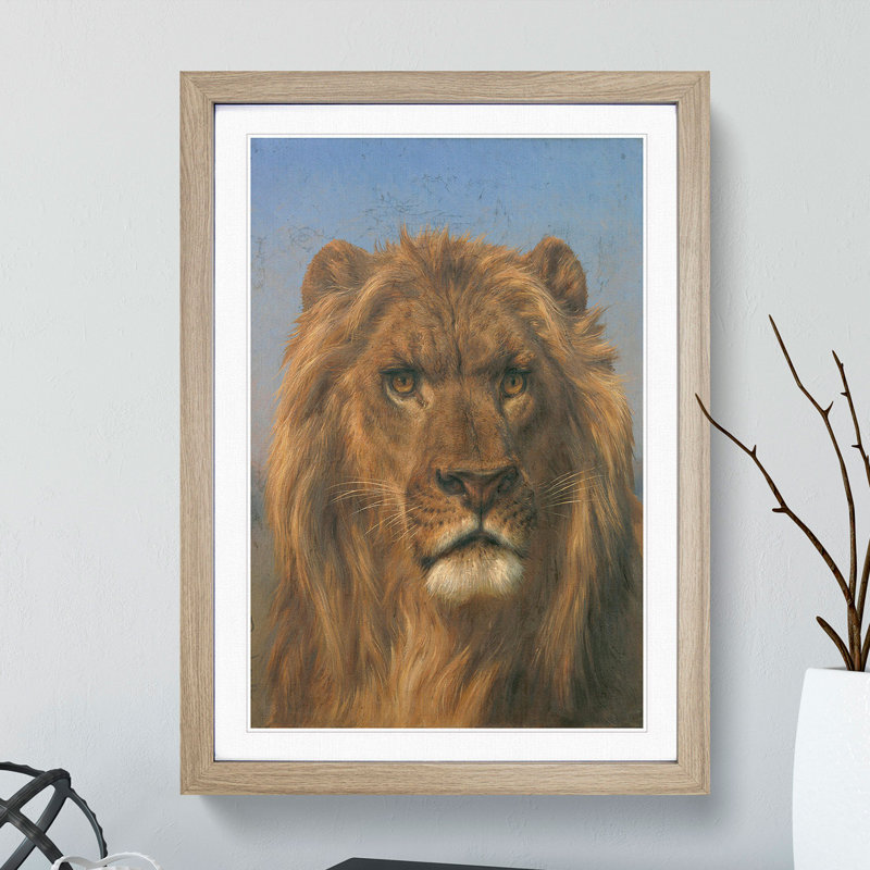 Portrait of a Lion Vol.2 by Rosa Bonheur - Picture Frame Painting, 48cm H x 36cm W x 2cm D, Walnut Framed